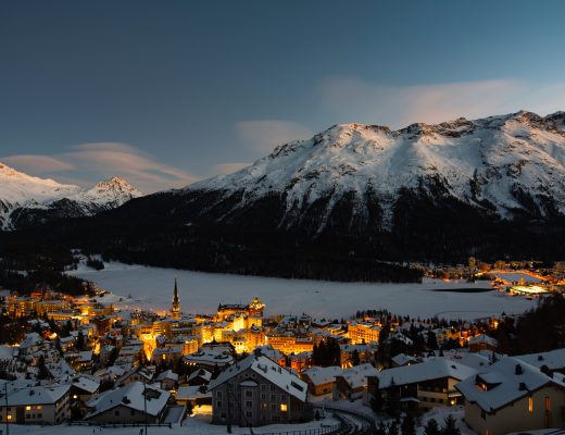 St. Moritz bei Nacht, Sicht aus dem Art Boutique Hotel